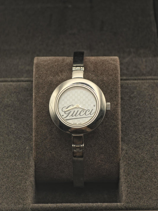 Gucci 105 Quartz Watch GG Monogram Dial Silver Women Box Only | - 244