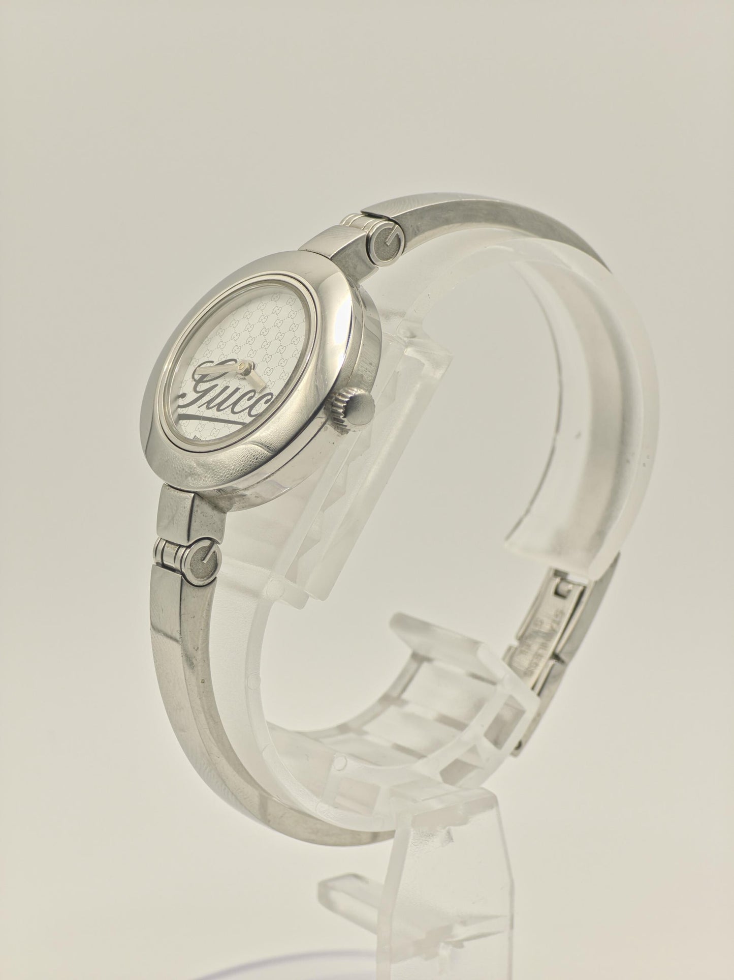 Gucci 105 Quartz Watch GG Monogram Dial Silver Women Box Only | - 244