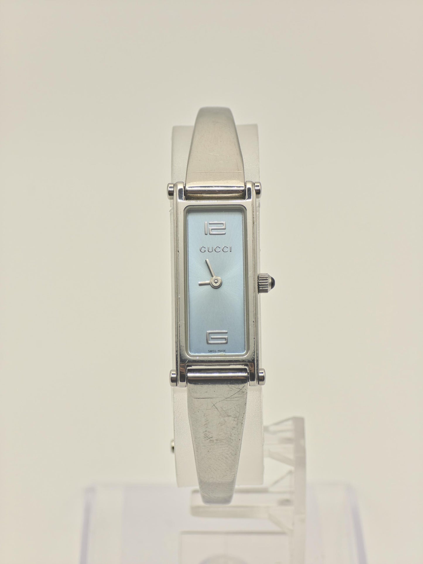 Gucci 1500L Quartz Watch Light Blue Dial Stainless Steel Women Full Set | - 245
