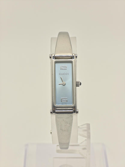 Gucci 1500L Quartz Watch Light Blue Dial Stainless Steel Women Full Set | - 245
