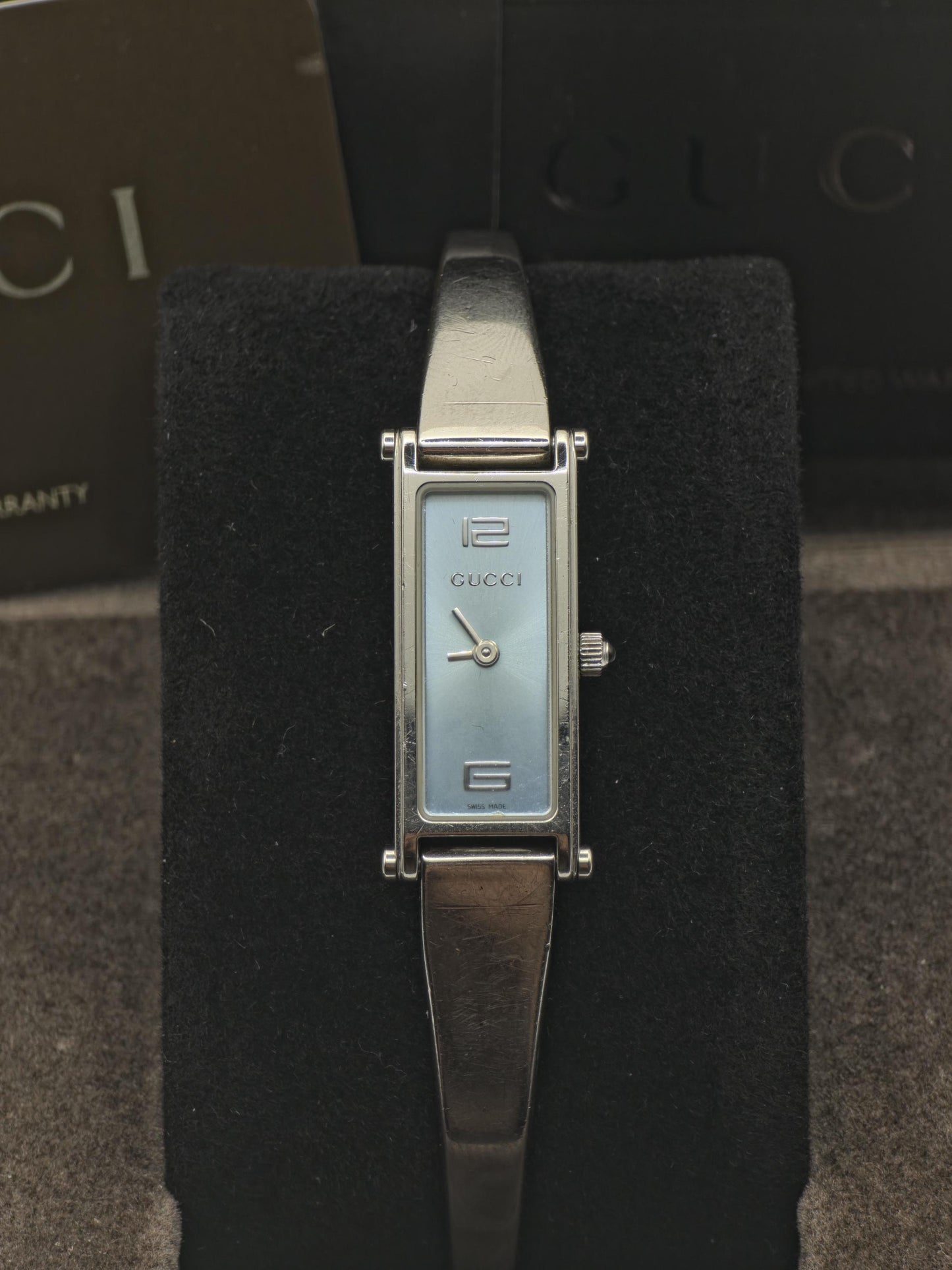 Gucci 1500L Quartz Watch Light Blue Dial Stainless Steel Women Full Set | - 245
