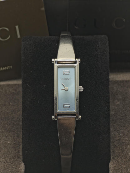 Gucci 1500L Quartz Watch Light Blue Dial Stainless Steel Women Full Set | - 245