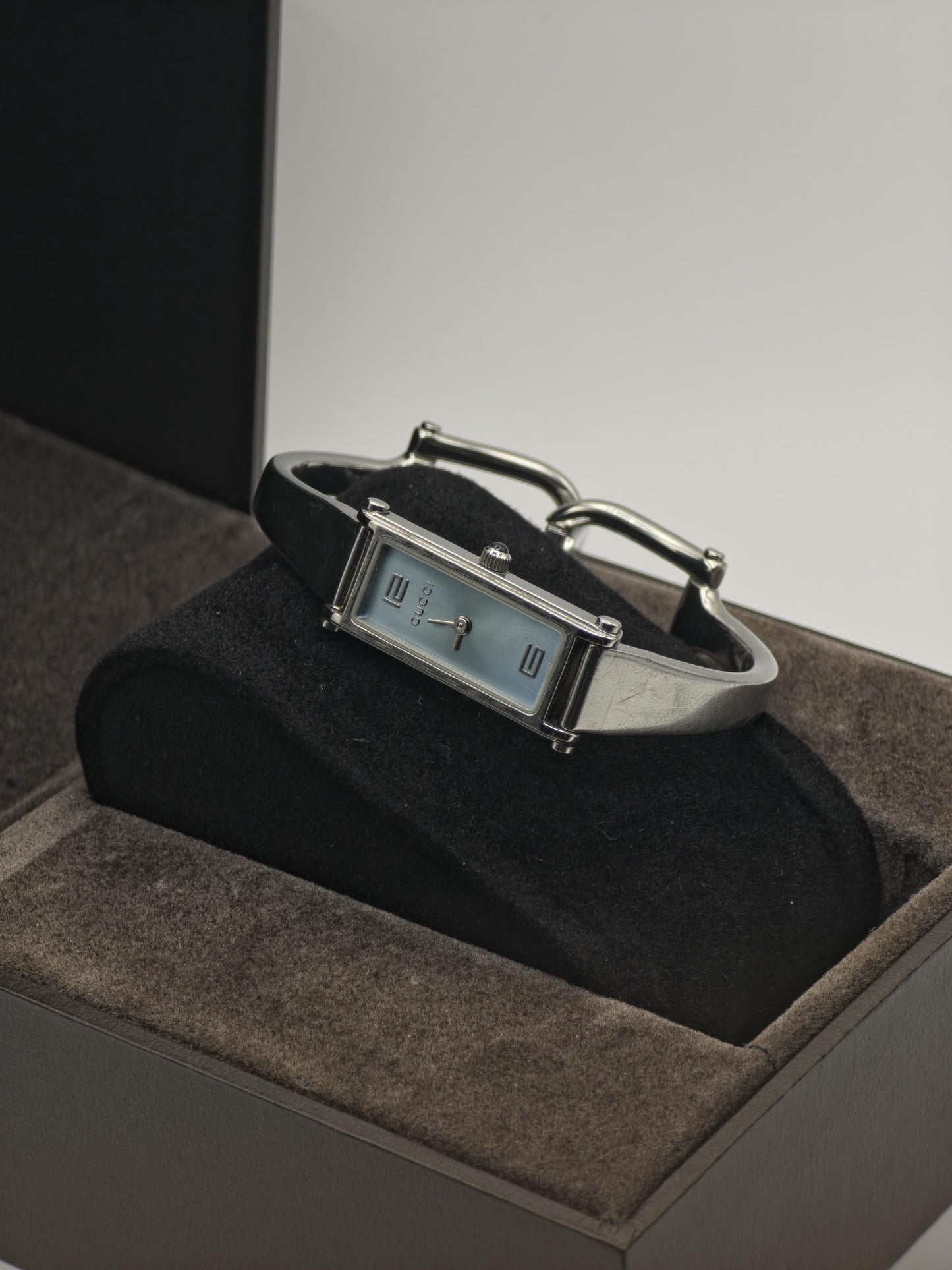 Gucci 1500L Quartz Watch Light Blue Dial Stainless Steel Women Full Set | - 245