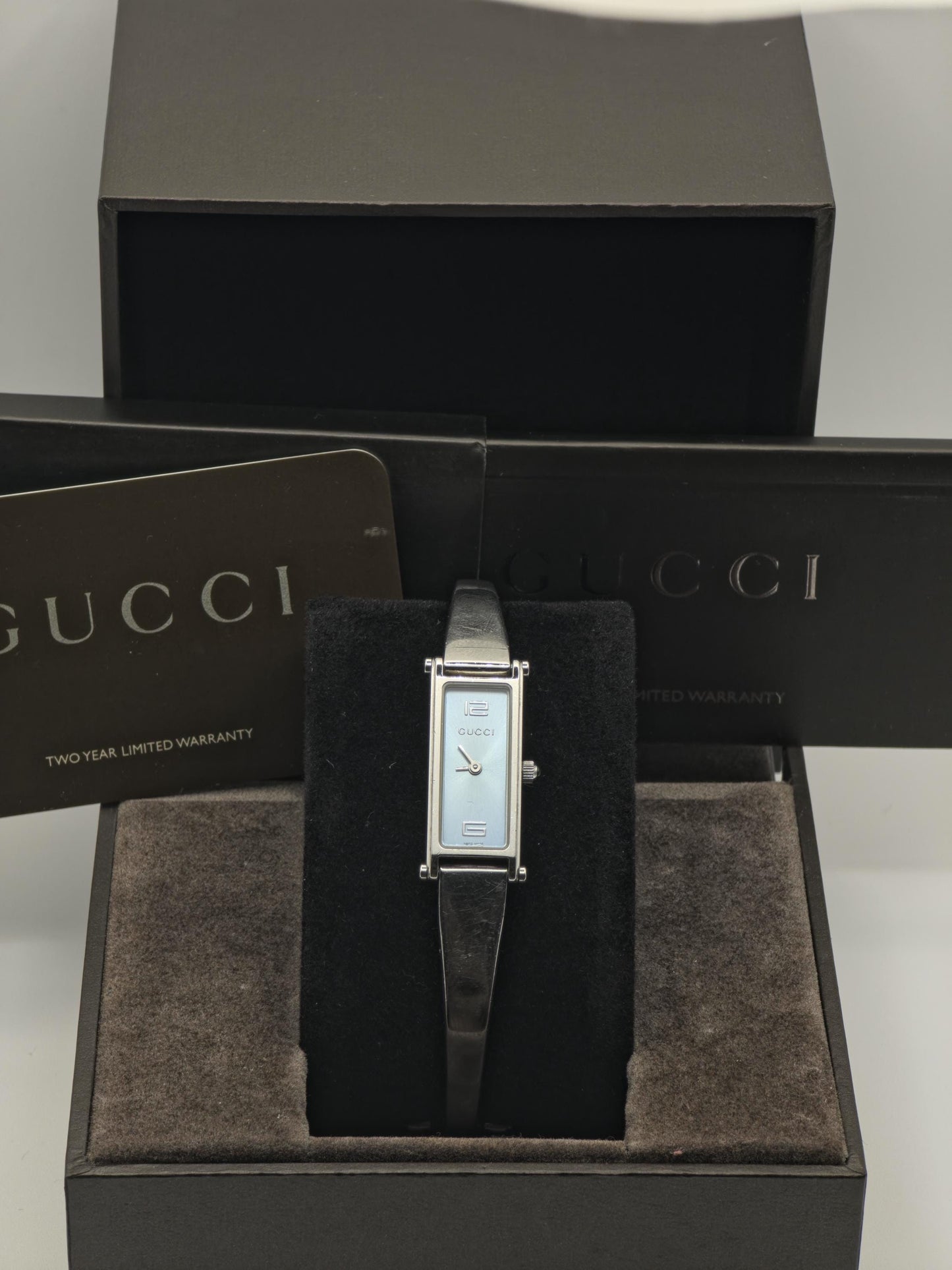 Gucci 1500L Quartz Watch Light Blue Dial Stainless Steel Women Full Set | - 245