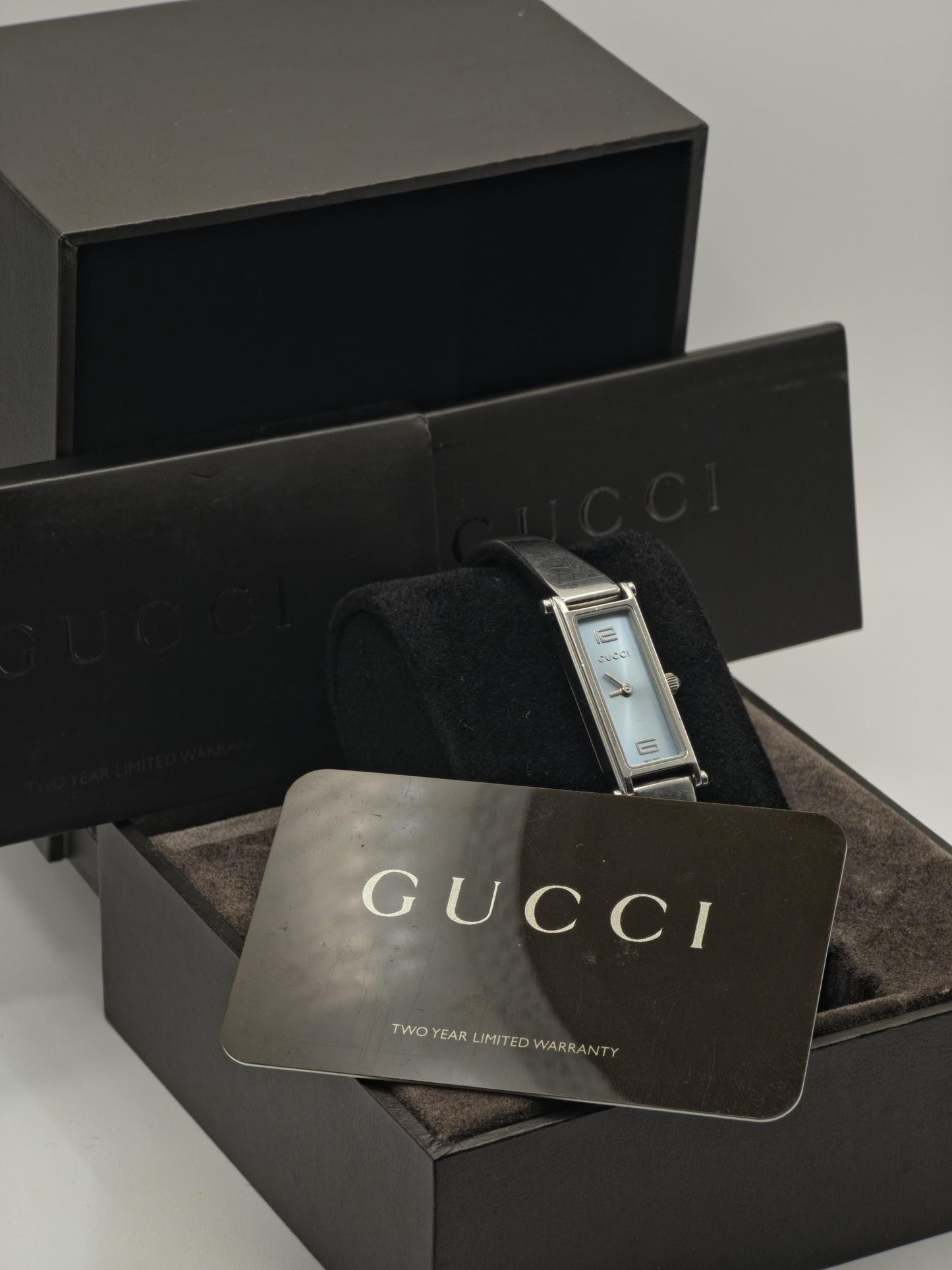 Gucci 1500L Quartz Watch Light Blue Dial Stainless Steel Women Full Set | - 245