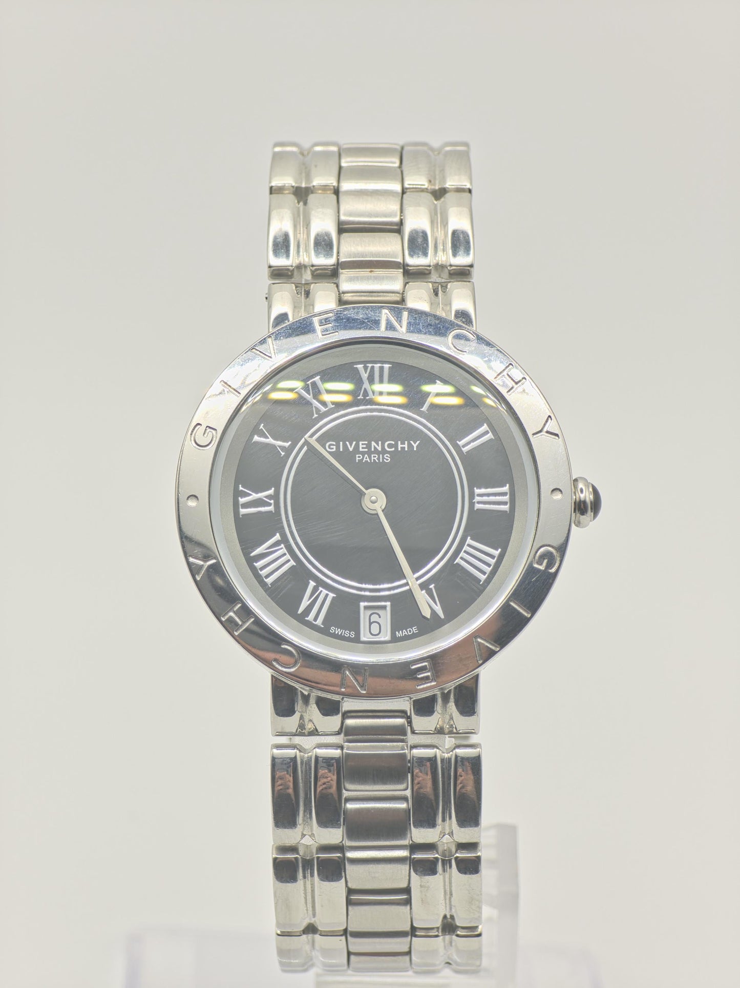 Givenchy RA700491 Quartz Watch Grey Dial Date Stainless Steel Men Swiss Made-257