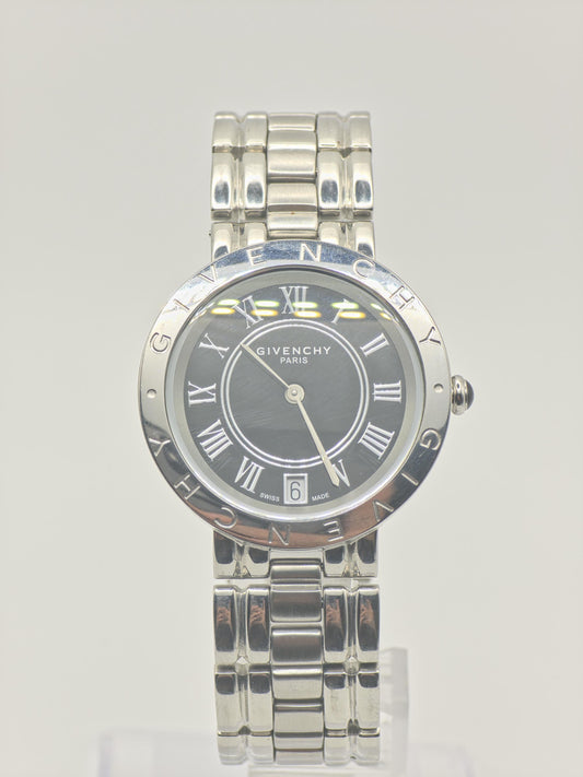 Givenchy RA700491 Quartz Watch Grey Dial Date Stainless Steel Men Swiss Made-257