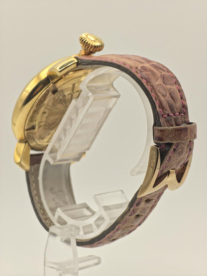 GaGa Milano 5021 Quartz Watch Gold Tone Pink Leather Strap Unisex - 259