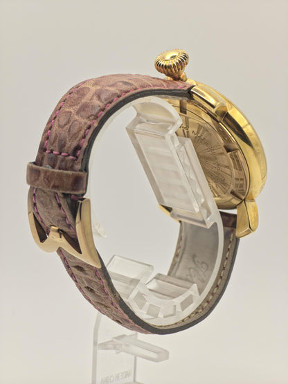 GaGa Milano 5021 Quartz Watch Gold Tone Pink Leather Strap Unisex - 259