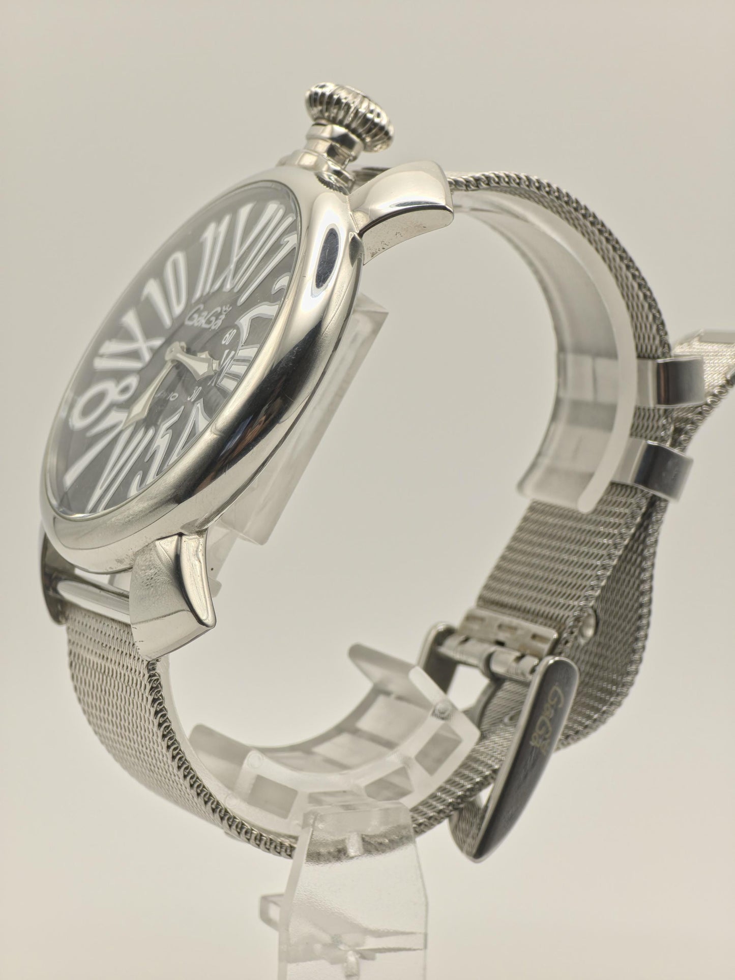 GaGa Milano Manuale 46 Watch Black Dial Mesh Bracelet Quartz Men Italy - 270