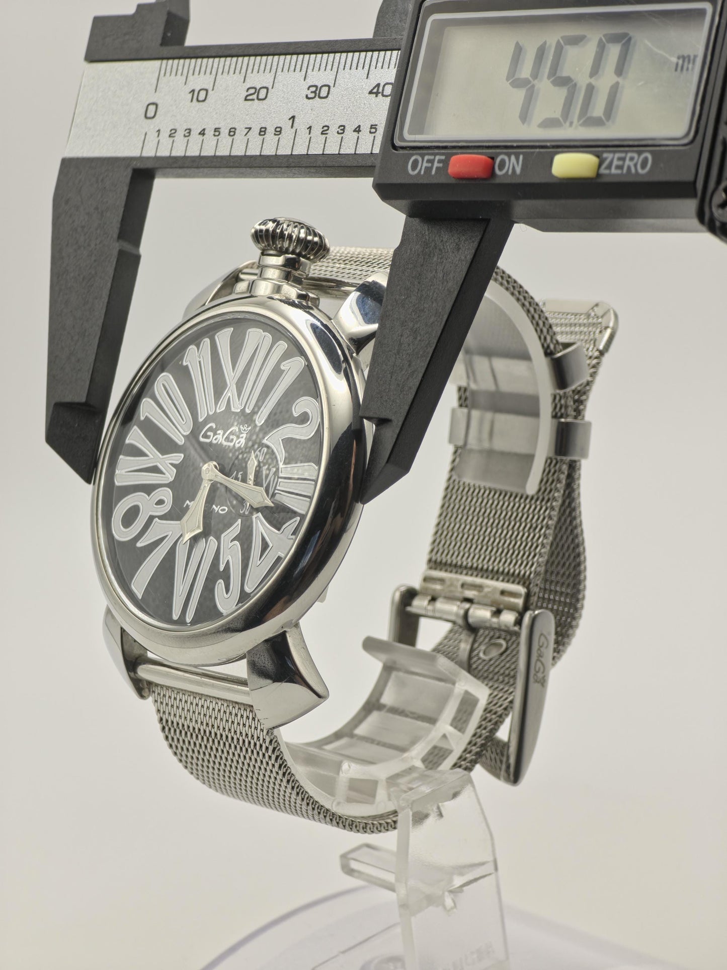 GaGa Milano Manuale 46 Watch Black Dial Mesh Bracelet Quartz Men Italy - 270