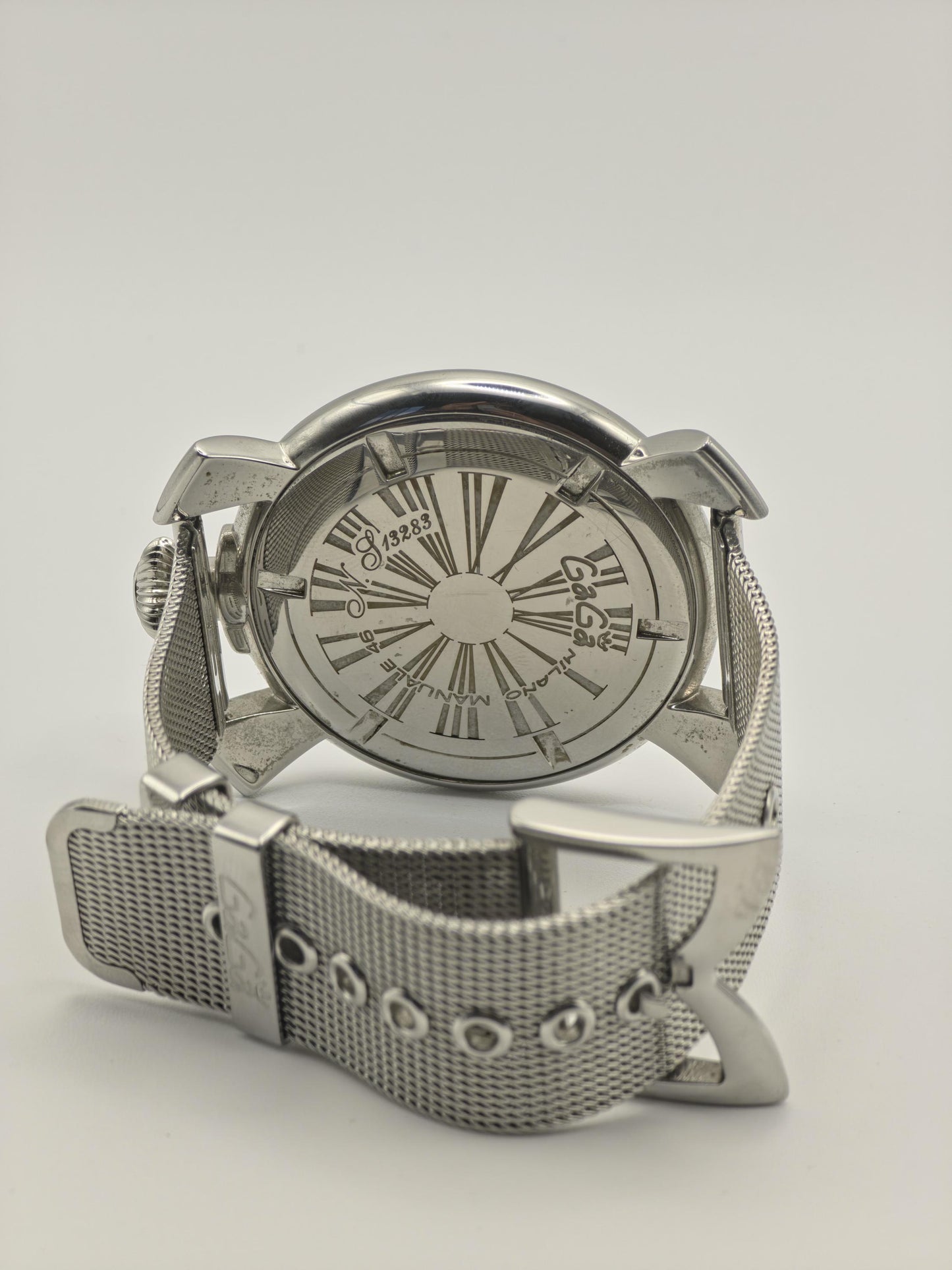 GaGa Milano Manuale 46 Watch Black Dial Mesh Bracelet Quartz Men Italy - 270