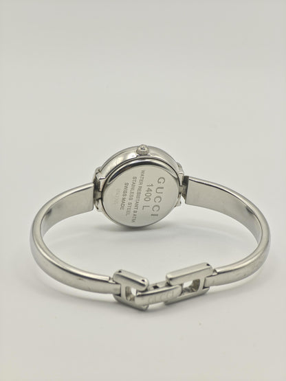 Gucci 1400L Quartz Watch Black Dial Bangle Bracelet Women Swiss - 271