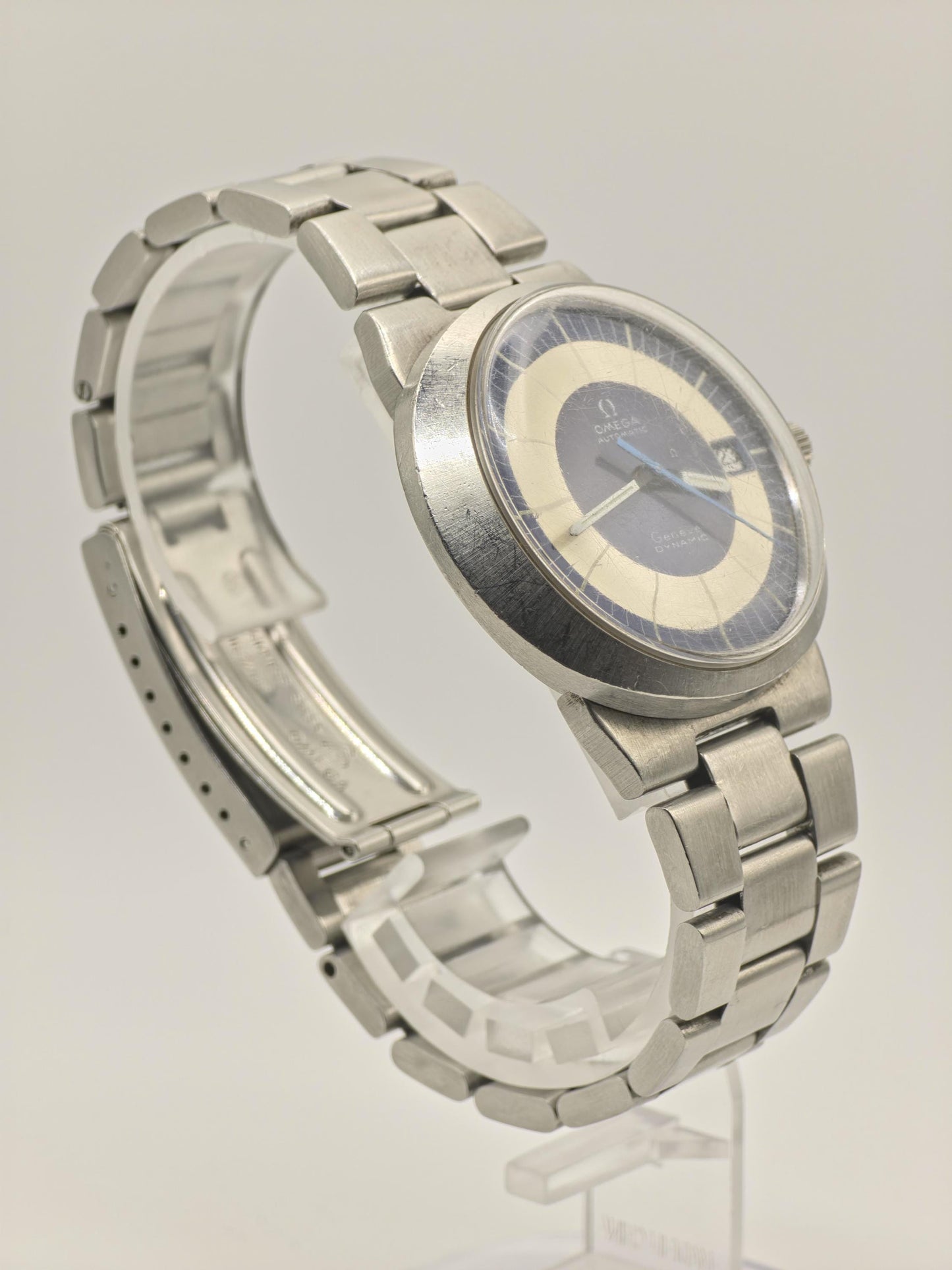 Omega Geneve Dynamic Automatic Blue Bullseye Dial Date Vintage Men Swiss - 272