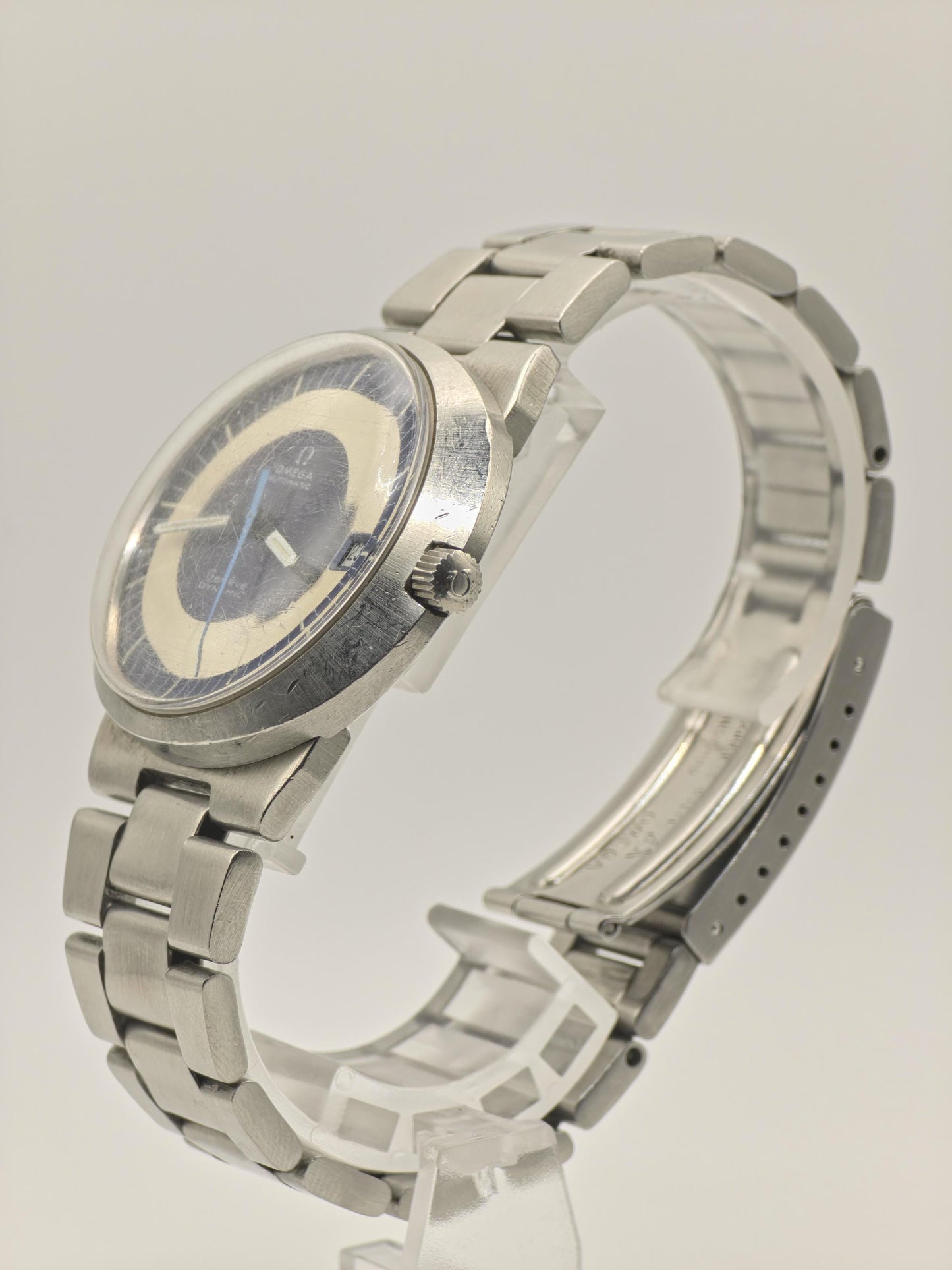 Omega Geneve Dynamic Automatic Blue Bullseye Dial Date Vintage Men Swiss - 272