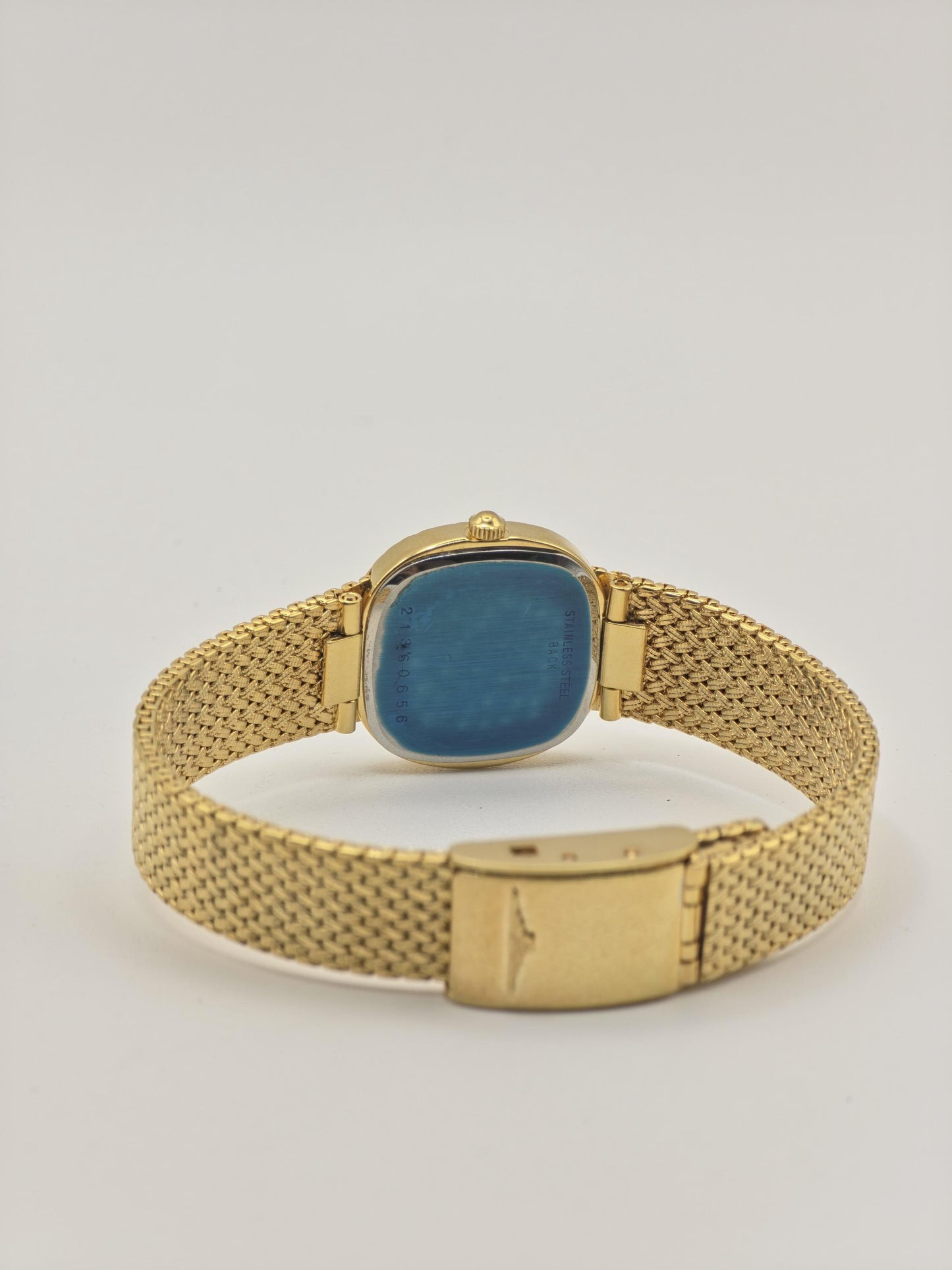 Longines Quartz Watch Gold Dial Square Case Mesh Bracelet Women Swiss Vintage - 274