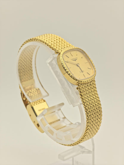 Longines Quartz Watch Gold Dial Square Case Mesh Bracelet Women Swiss Vintage - 274