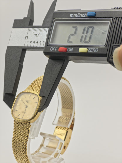 Longines Quartz Watch Gold Dial Square Case Mesh Bracelet Women Swiss Vintage - 274