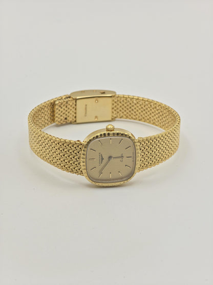 Longines Quartz Watch Gold Dial Square Case Mesh Bracelet Women Swiss Vintage - 274