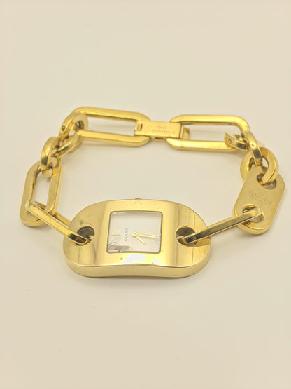 Gucci 6155L Quartz Watch White Dial Gold Tone Women Swiss Vintage - 276