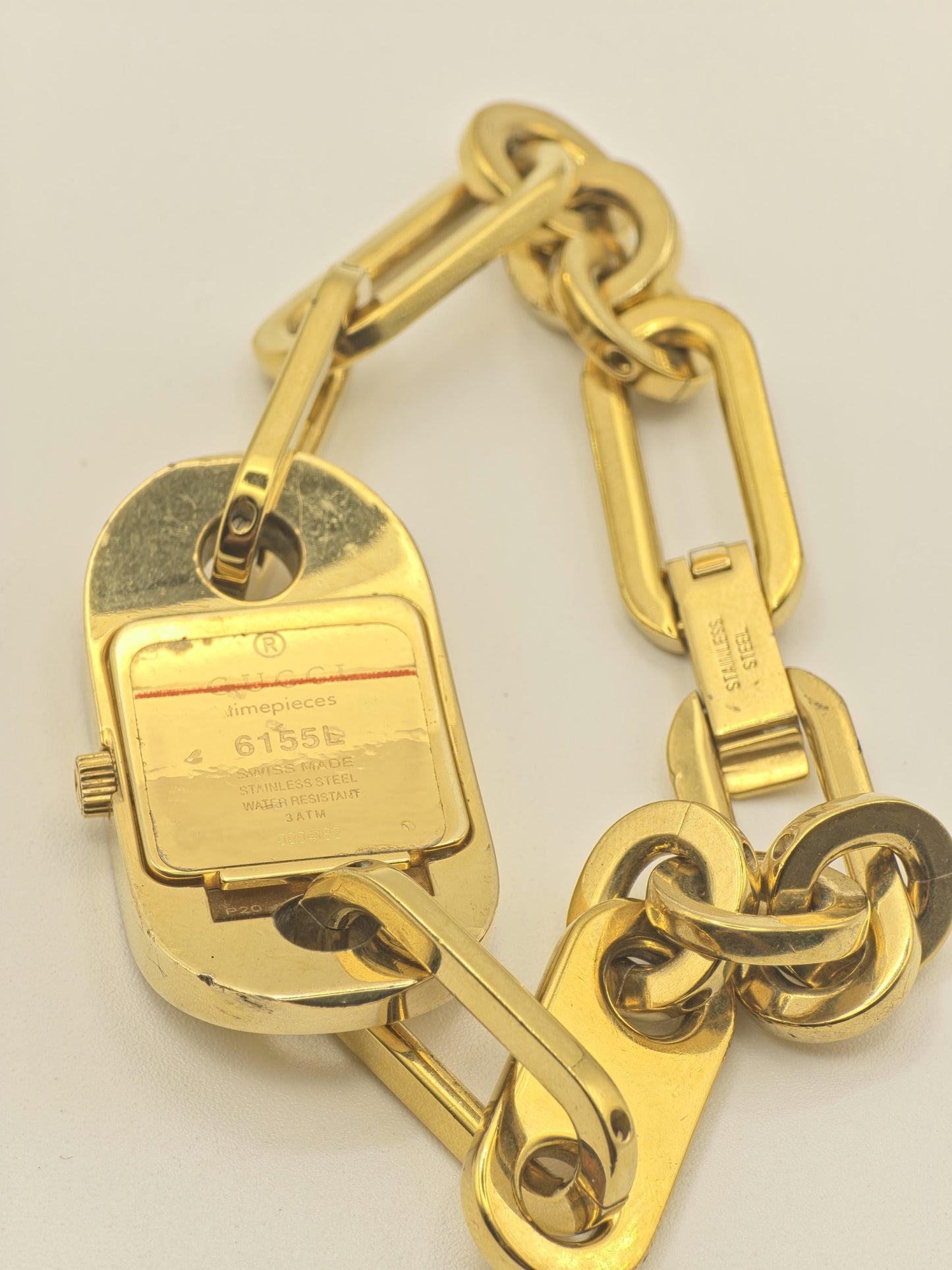 Gucci 6155L Quartz Watch White Dial Gold Tone Women Swiss Vintage - 276