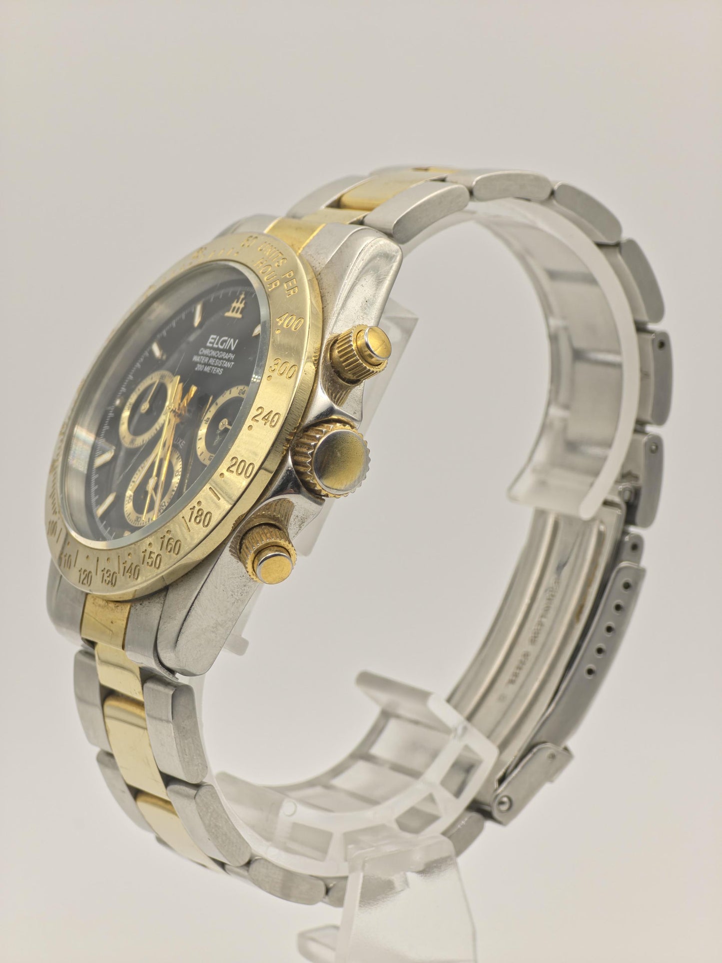 Elgin Chronograph Quartz Watch Two Tone Tachymeter 200M Men FK1059G - 280