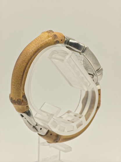 Gucci 6800L Women Watch Silver Dial Bamboo Style Swiss Made Vintage - 284