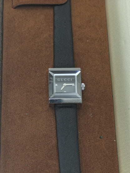 Gucci 128.5 Quartz Watch Black Dial Square Case Women - 240