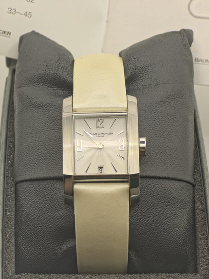 Baume & Mercier Geneve Quartz Watch Square Dial Leather Women - 241