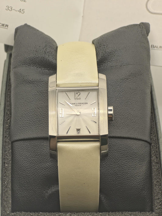 Baume & Mercier Geneve Quartz Watch Square Dial Leather Women - 241