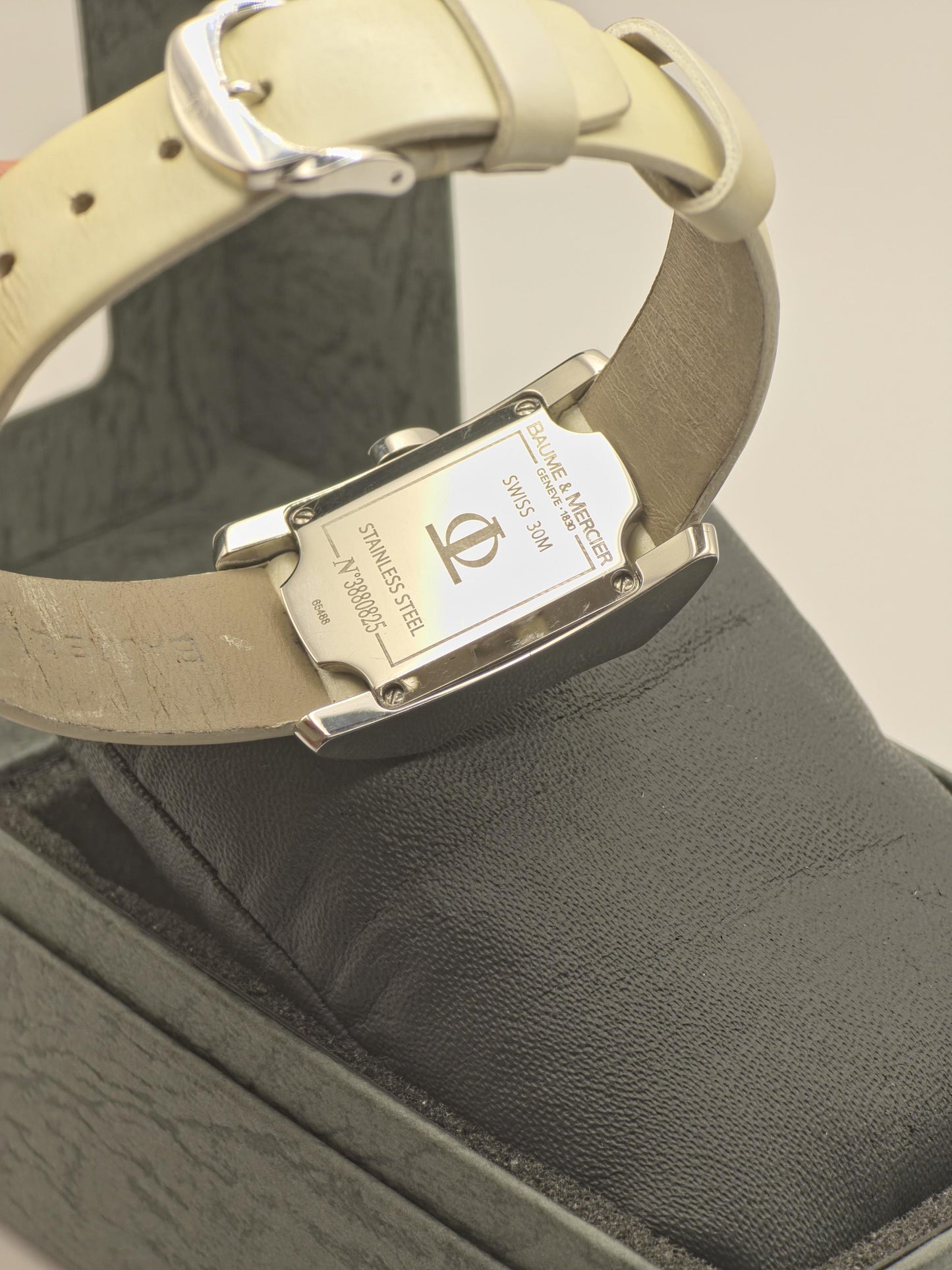 Baume & Mercier Geneve Quartz Watch Square Dial Leather Women - 241