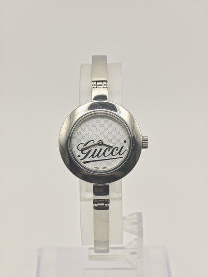 Gucci 105 Quartz Watch GG Monogram Dial Silver Women Box Only | - 244