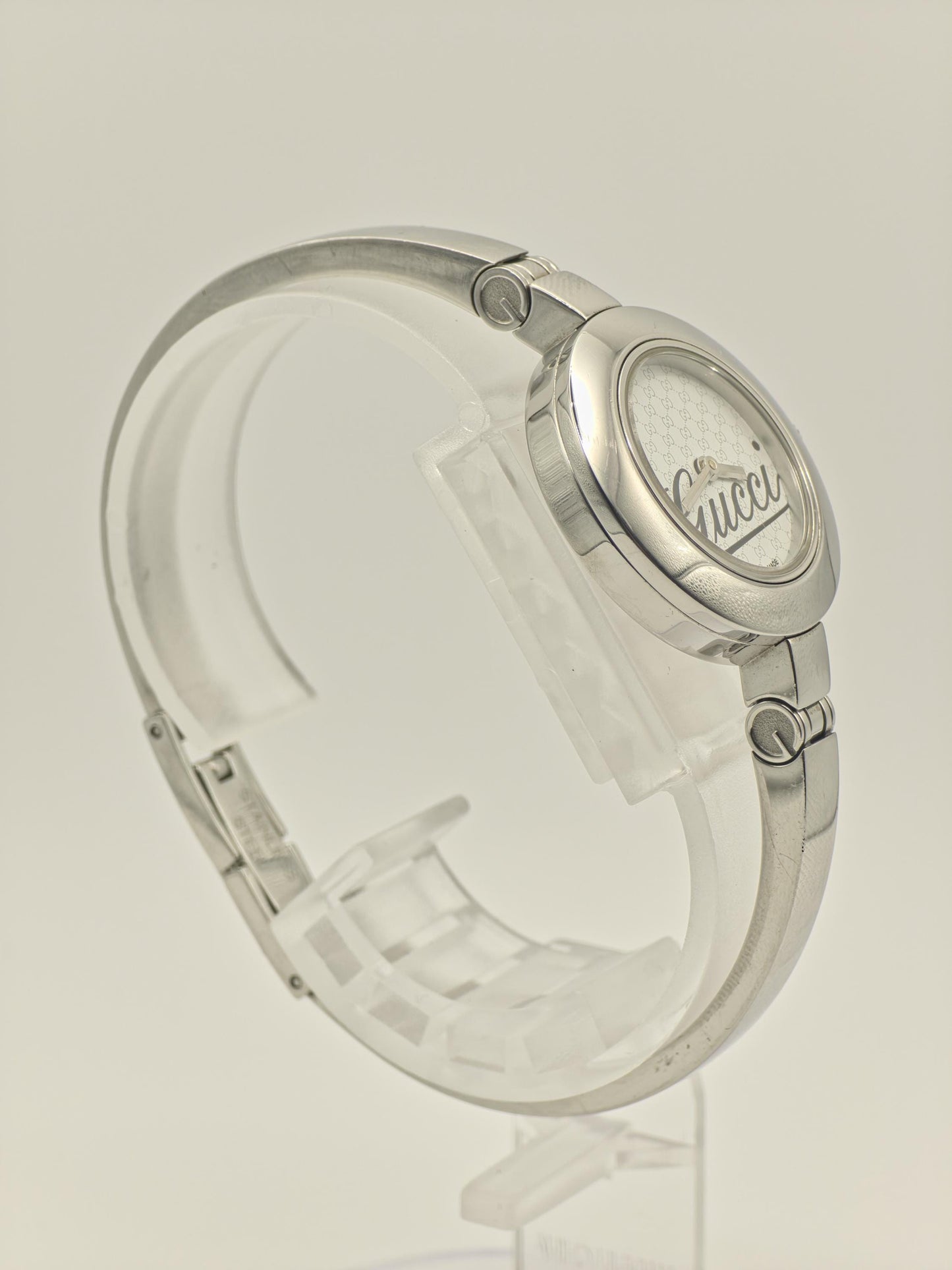 Gucci 105 Quartz Watch GG Monogram Dial Silver Women Box Only | - 244