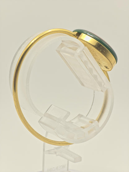 Gucci Vintage Bangle Watch White Dial Gold Tone Bracelet Women Quartz - 256