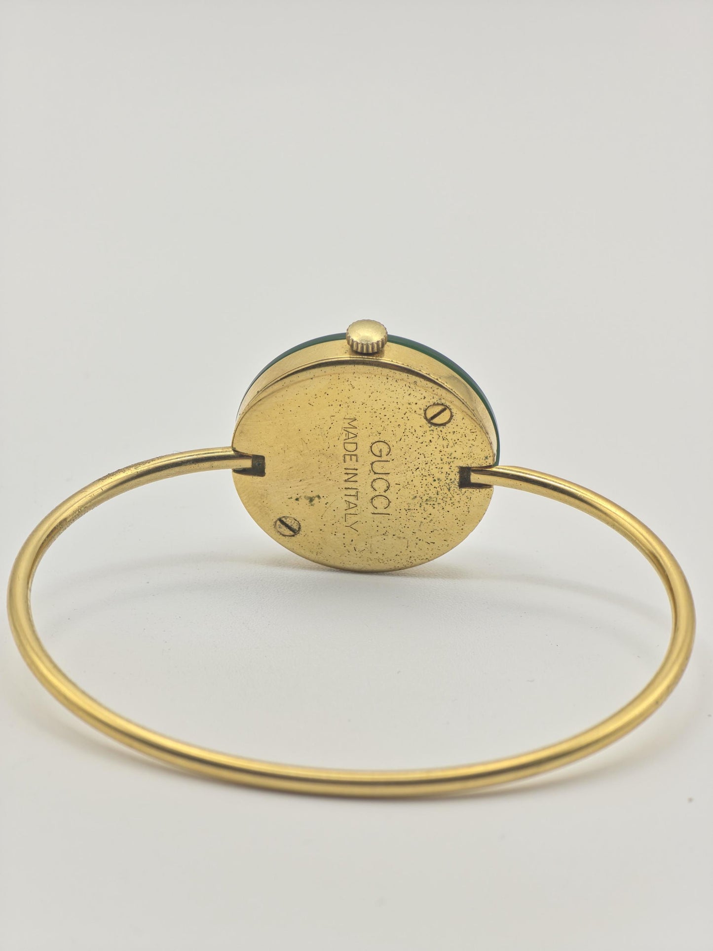 Gucci Vintage Bangle Watch White Dial Gold Tone Bracelet Women Quartz - 256