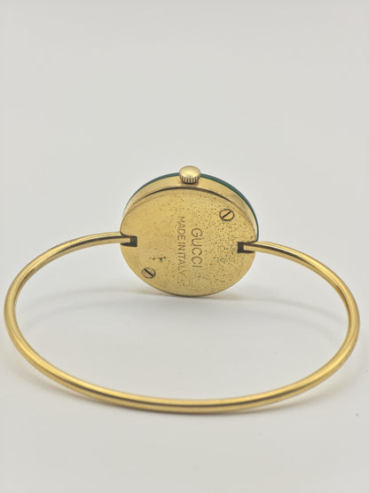 Gucci Vintage Bangle Watch White Dial Gold Tone Bracelet Women Quartz - 256