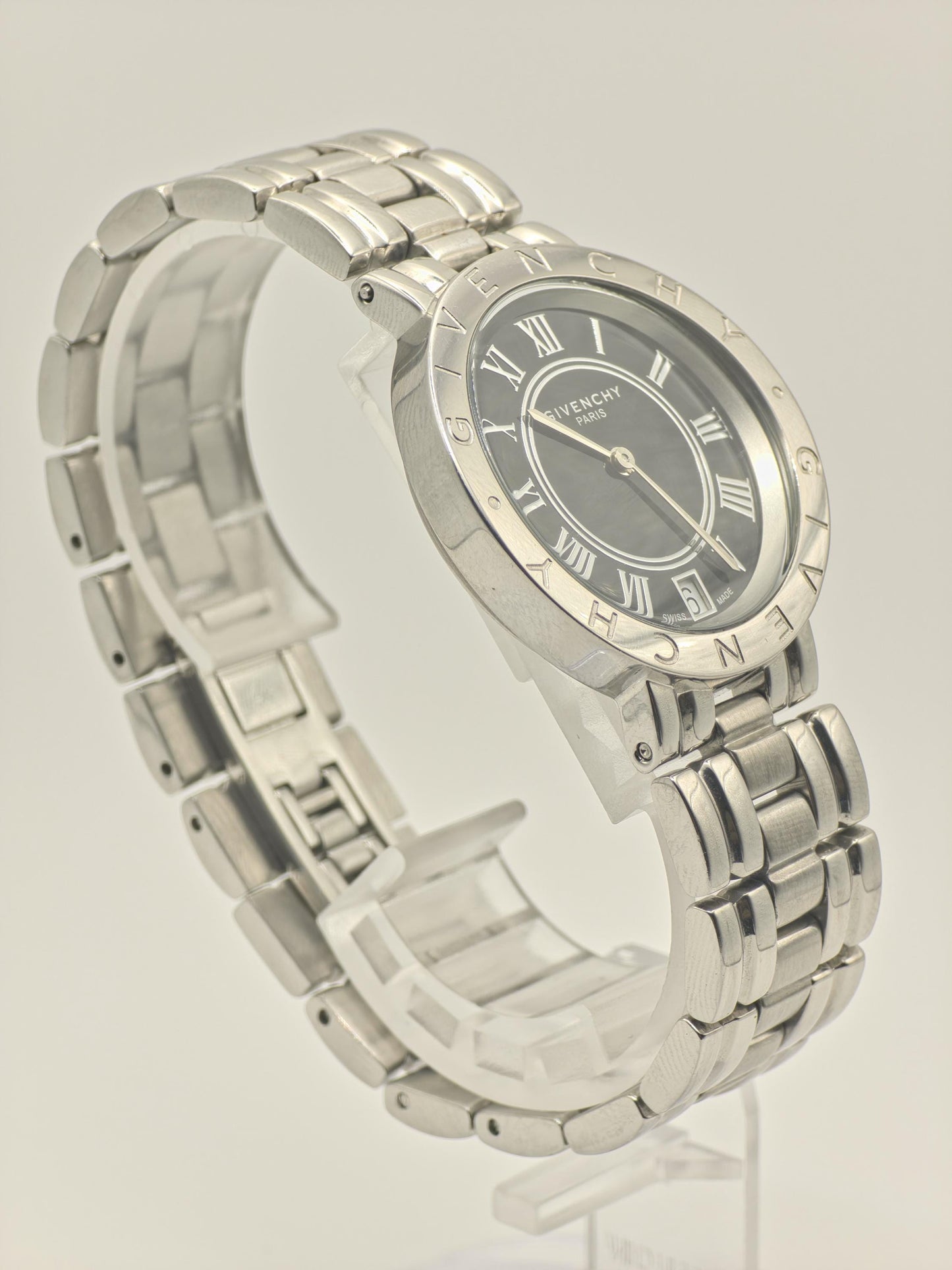 Givenchy RA700491 Quartz Watch Grey Dial Date Stainless Steel Men Swiss Made-257
