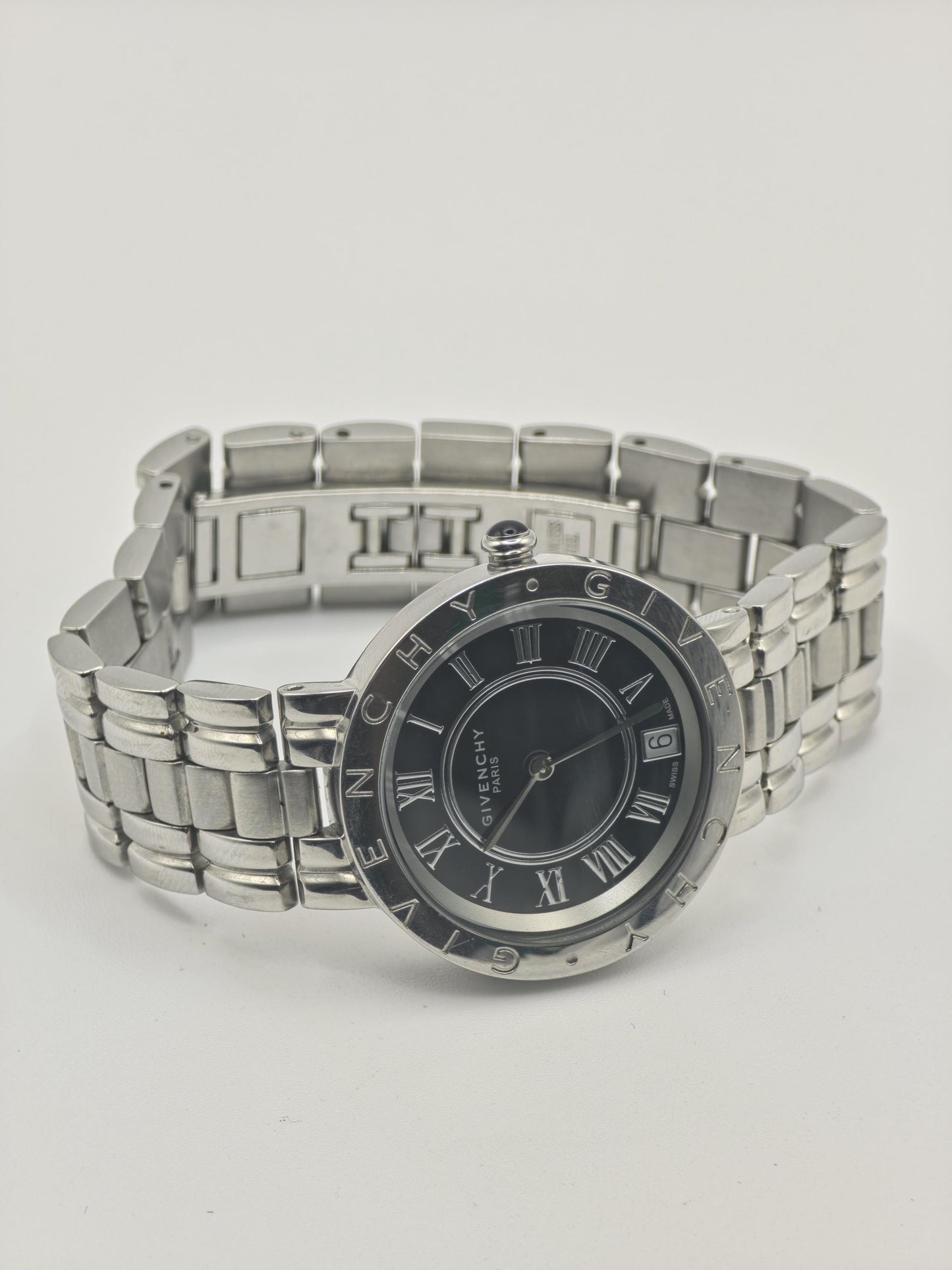 Givenchy RA700491 Quartz Watch Grey Dial Date Stainless Steel Men Swiss Made-257