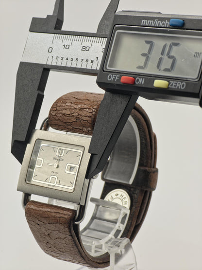 Hermes BA1.510 Barenia Quartz Watch Silver Dial Leather Strap Women Swiss - 263