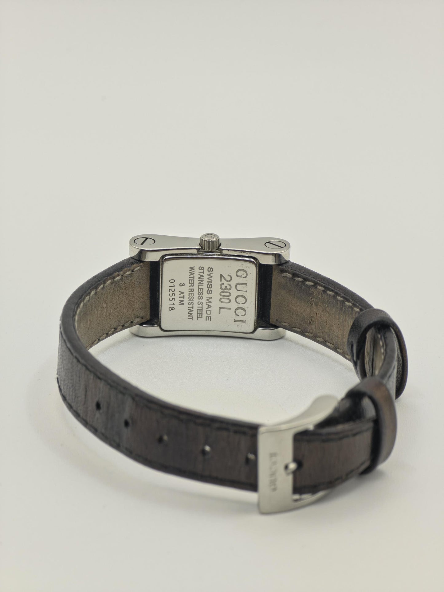 Gucci 2300L Quartz Watch Stainless Steel Case Leather Strap Women Swiss - 265