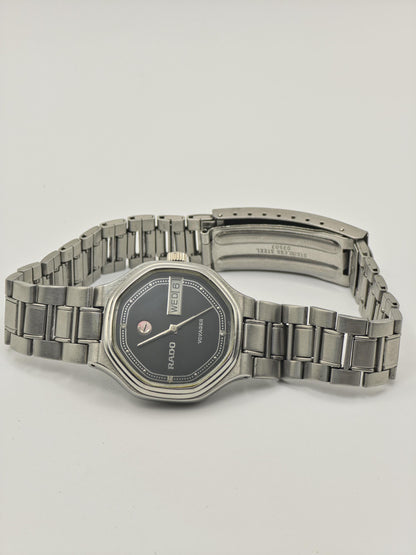 Rado Voyager Automatic Day Date Watch Black Dial Bracelet Vintage Men Swiss -268