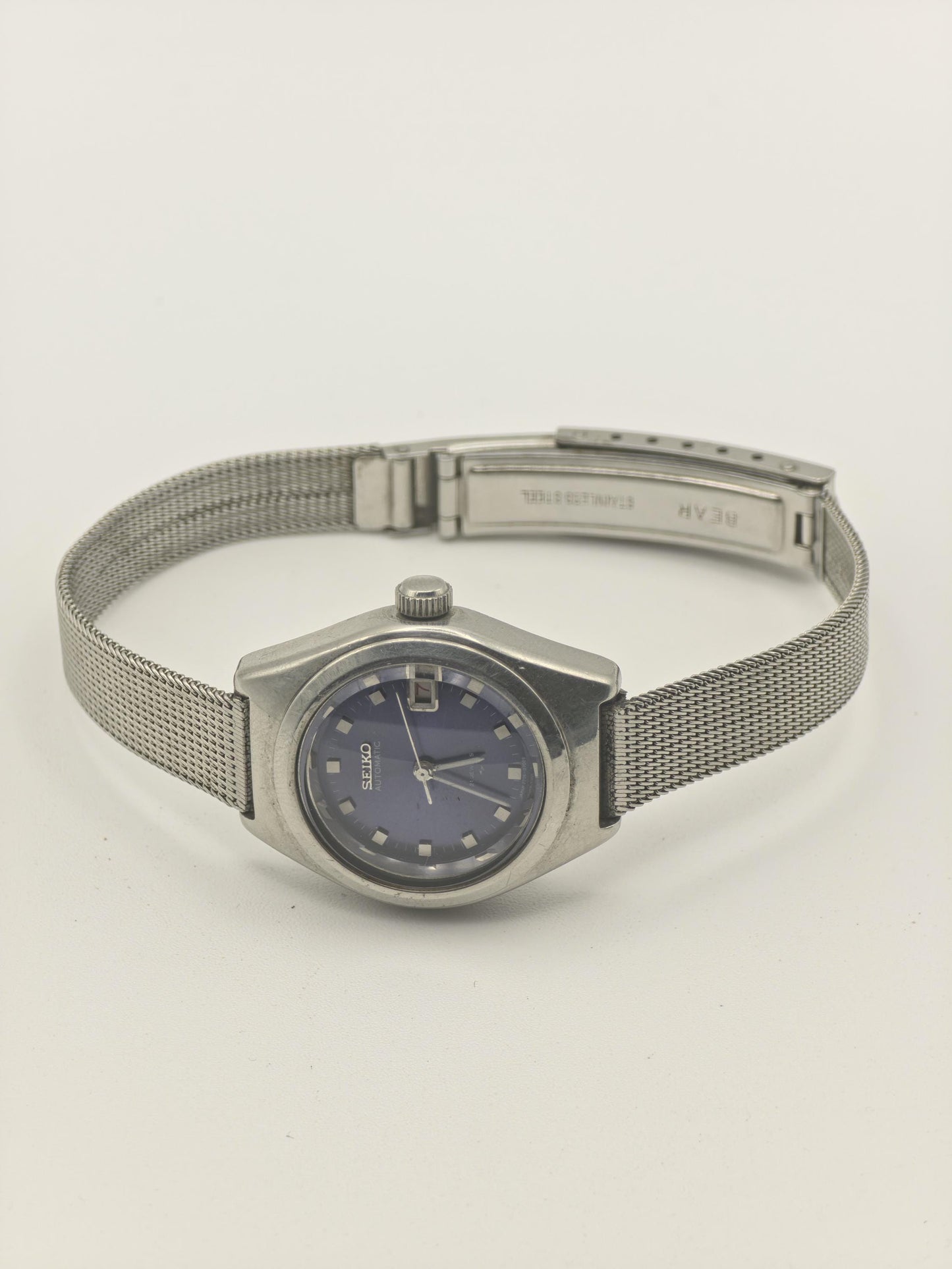 Seiko 21 Jewels Automatic Women Watch Blue Dial Steel Bracelet Vintage | - 288