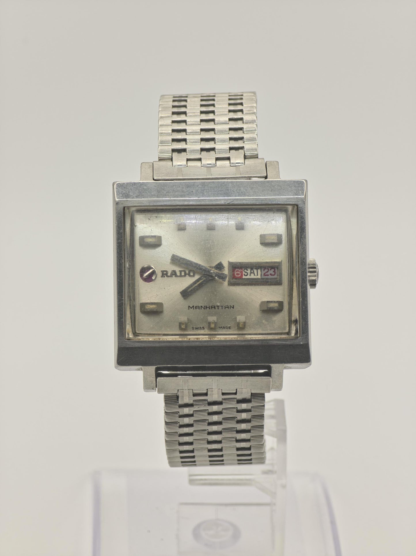 Rado Manhattan Automatic Day Date Square Dial Steel Bracelet Men | - 291