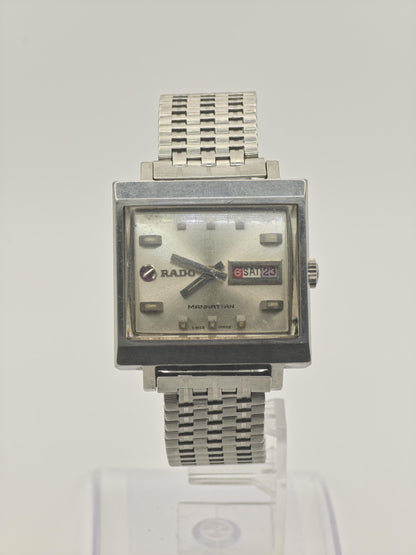 Rado Manhattan Automatic Day Date Square Dial Steel Bracelet Men | - 291