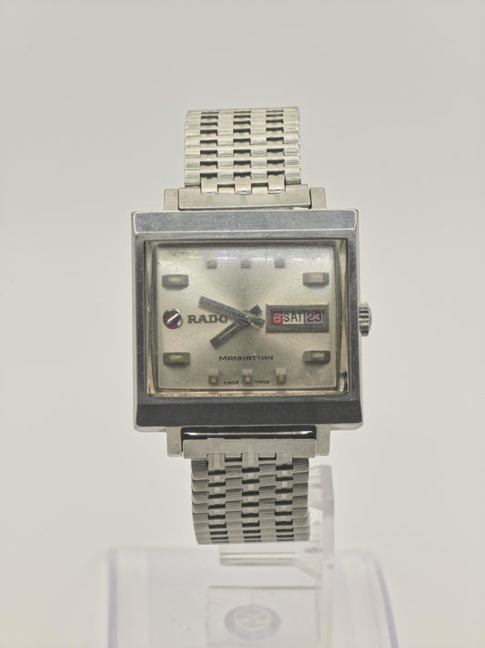 Rado Manhattan Automatic Day Date Square Dial Steel Bracelet Men | - 291