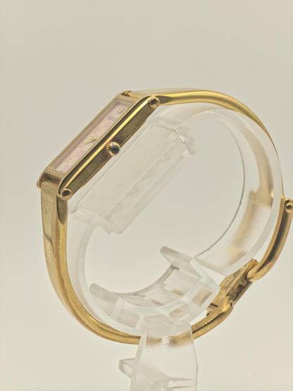 Gucci 1500L Women Gold Plated Slim Bracelet Quartz Watch Pink Dial Box | - 299
