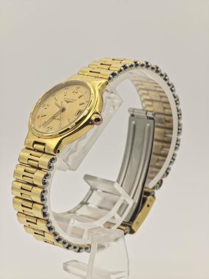 Longines Conquest Quartz Watch Gold Dial Gold Plated Bracelet Women Swiss - 269