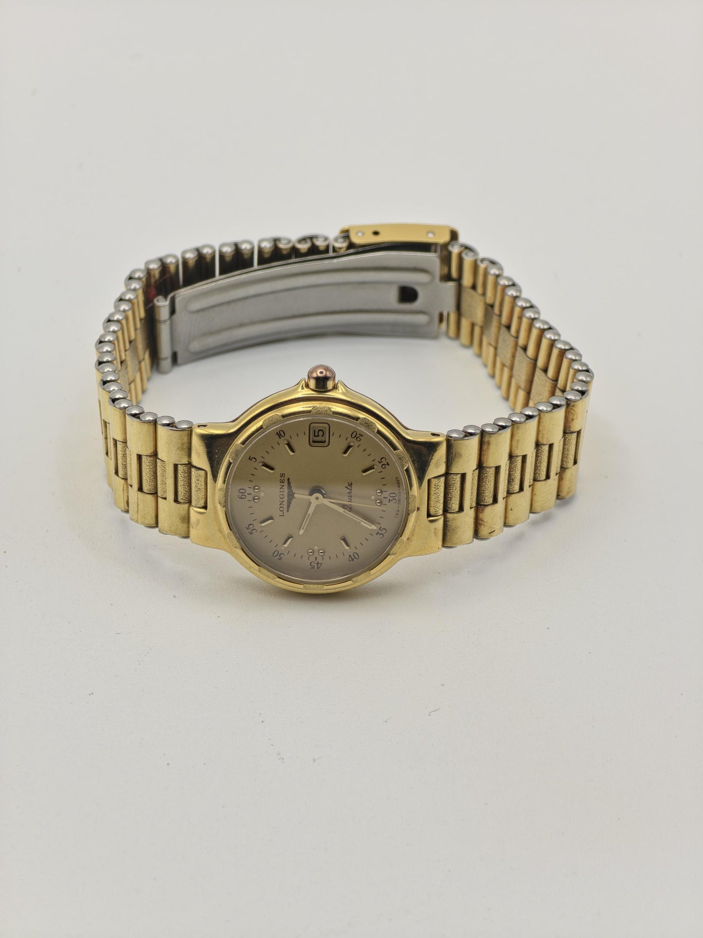 Longines Conquest Quartz Watch Gold Dial Gold Plated Bracelet Women Swiss - 269