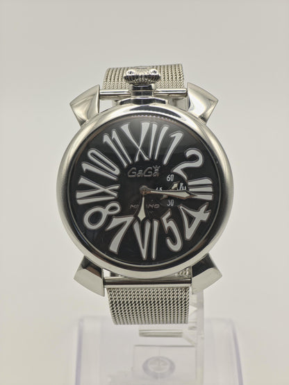GaGa Milano Manuale 46 Watch Black Dial Mesh Bracelet Quartz Men Italy - 270