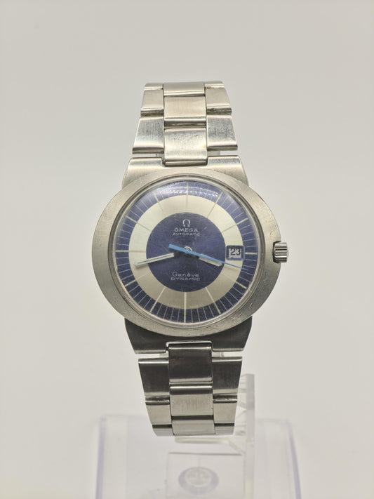 Omega Geneve Dynamic Automatic Blue Bullseye Dial Date Vintage Men Swiss - 272